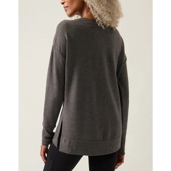 Athleta Coaster Luxe V-Neck Sweatshirt Darkest Gray Size Small - Picture 3 of 12
